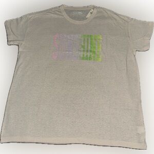 Women’s Aerie Oversized Beige Tee with Pastel Sunshine Graphic - Small